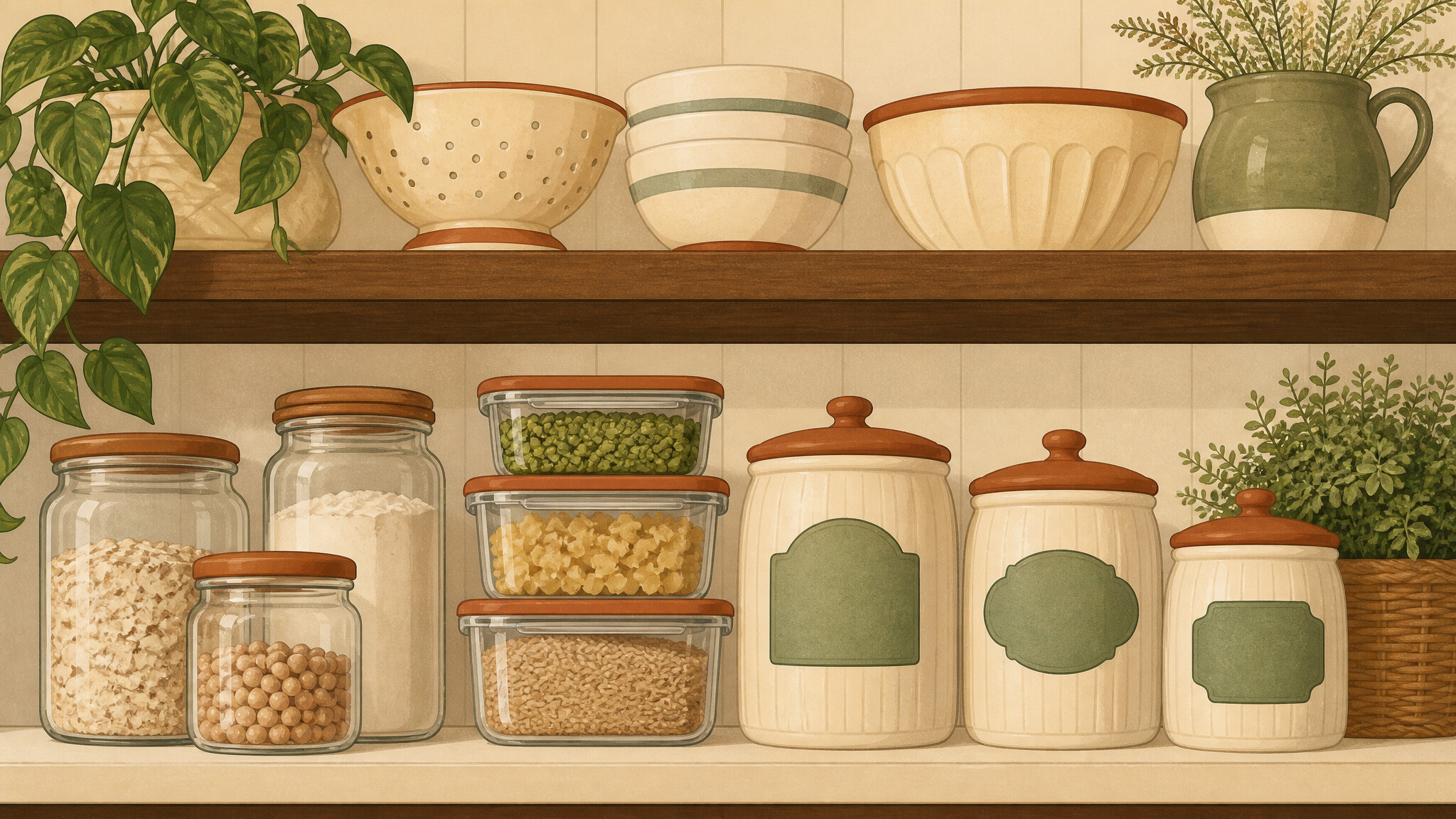 Illustration of pantry storage & organization